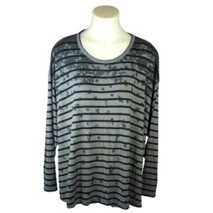Cato Gray Striped Top Sz 18/20W